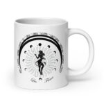 Zodiac Leo Fierce  - Moon Cycles, Stars, Tribal Circle - White glossy mug