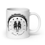 Zodiac Gemini - Moon Cycles, Stars, Tribal Circle - White glossy mug