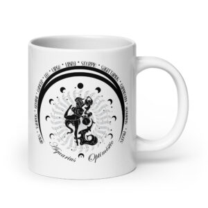 Zodiac Aquarius  - Moon Cycles, Stars, Tribal Circle - White glossy mug